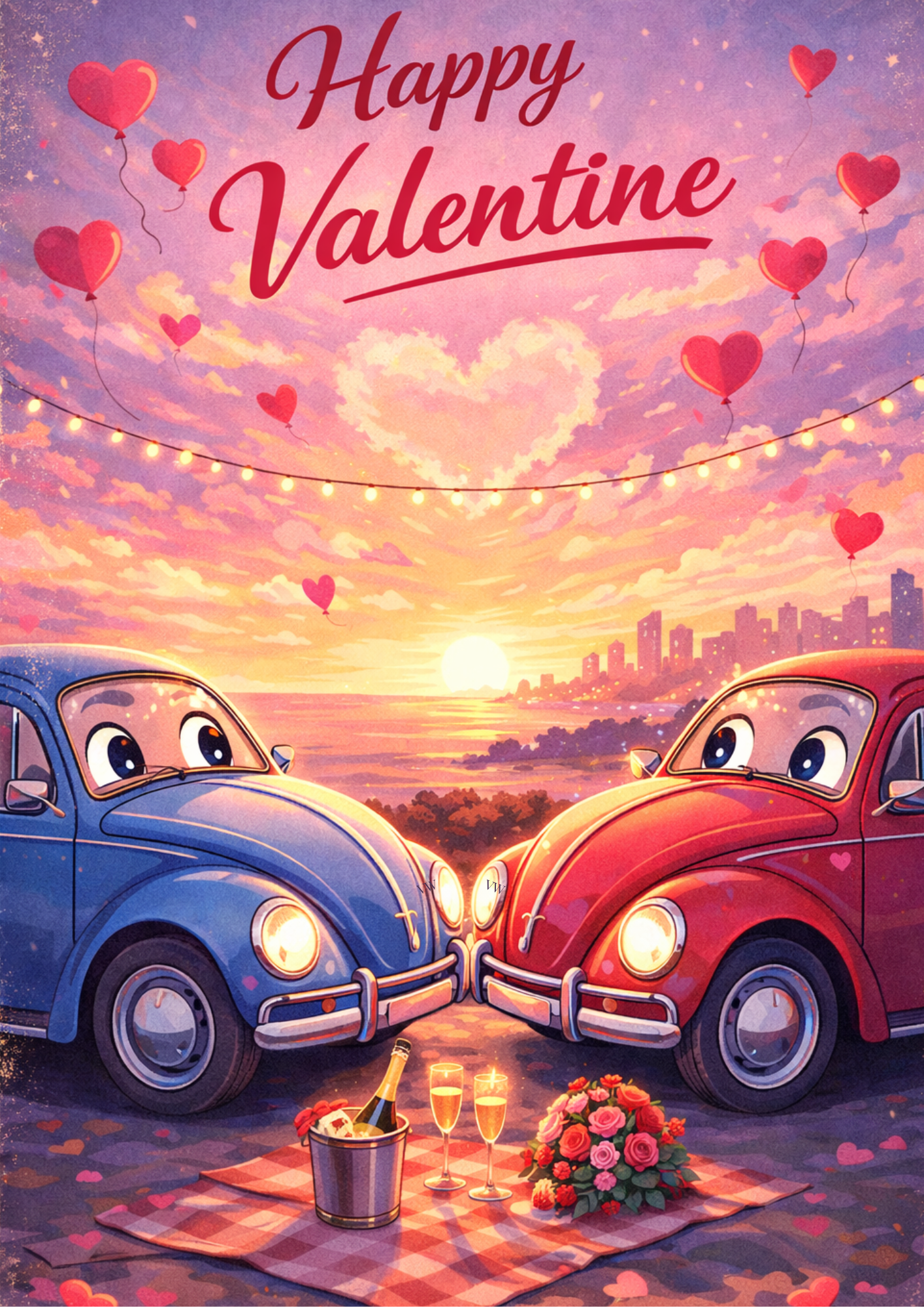 Affiche Saint Valentin Diner romantique (+BONUS) Sans message Affiche