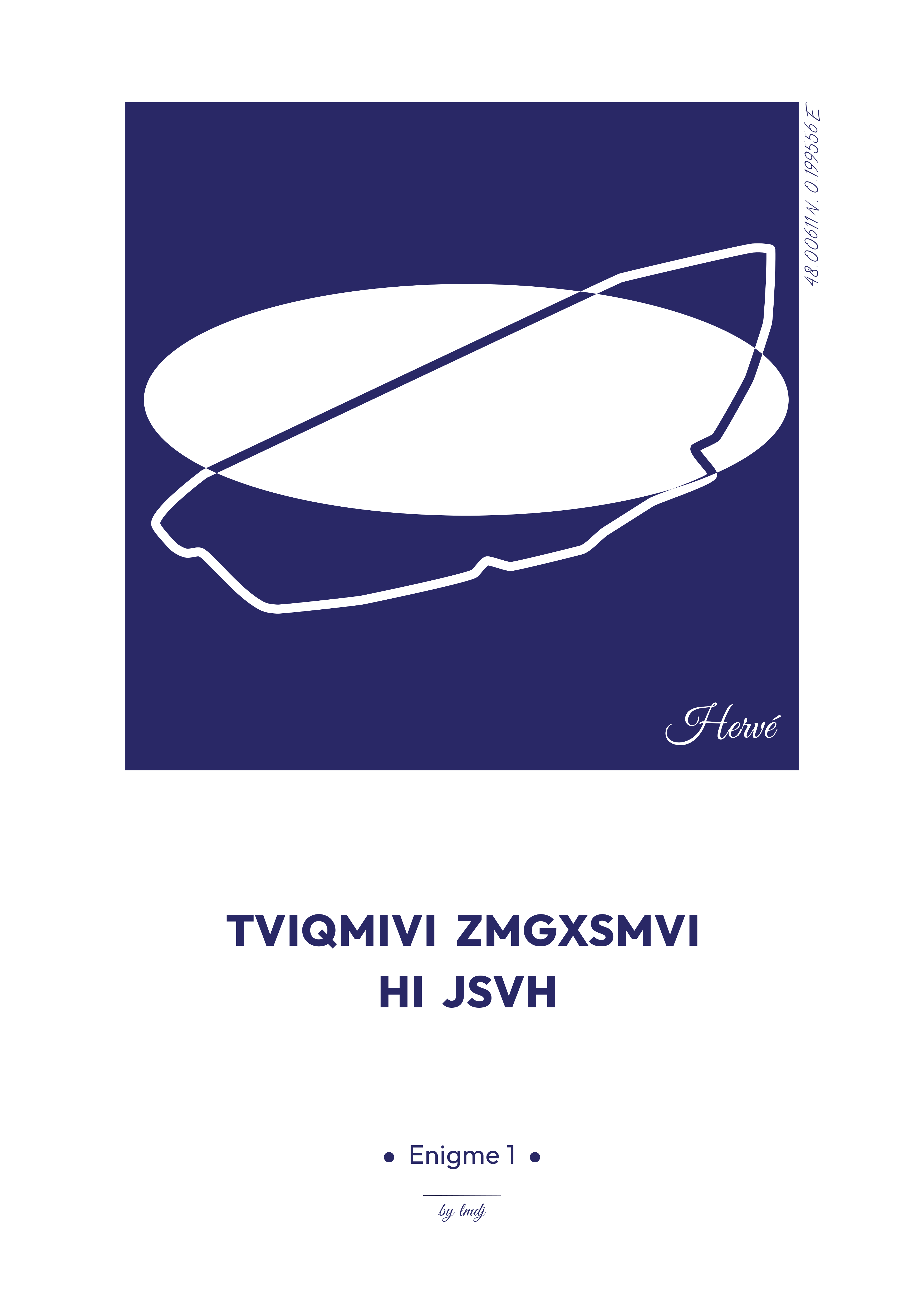 Affiche Énigme - Tracé mythique en bleu et blanc