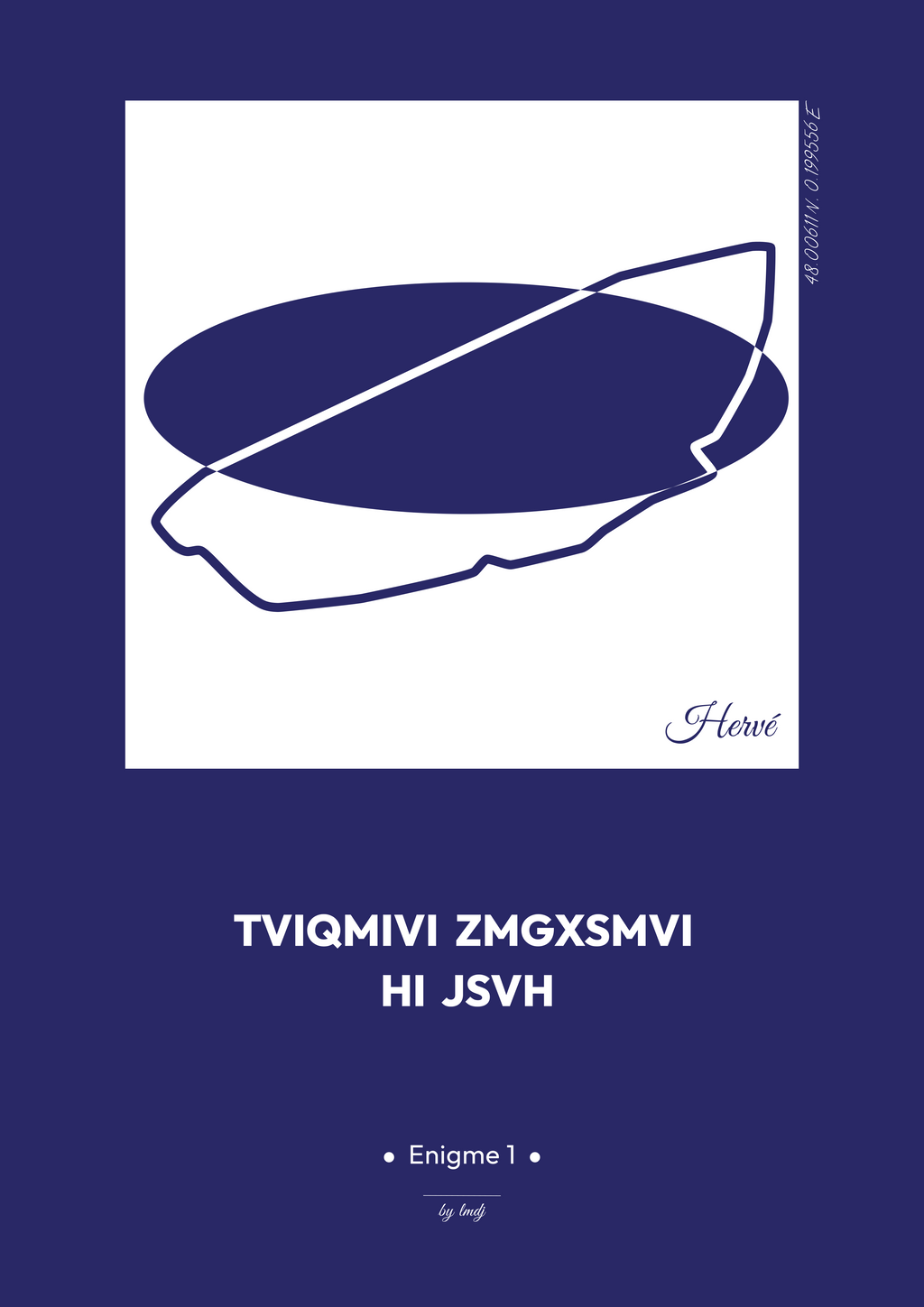 Affiche Énigme - Tracé mythique en bleu et blanc