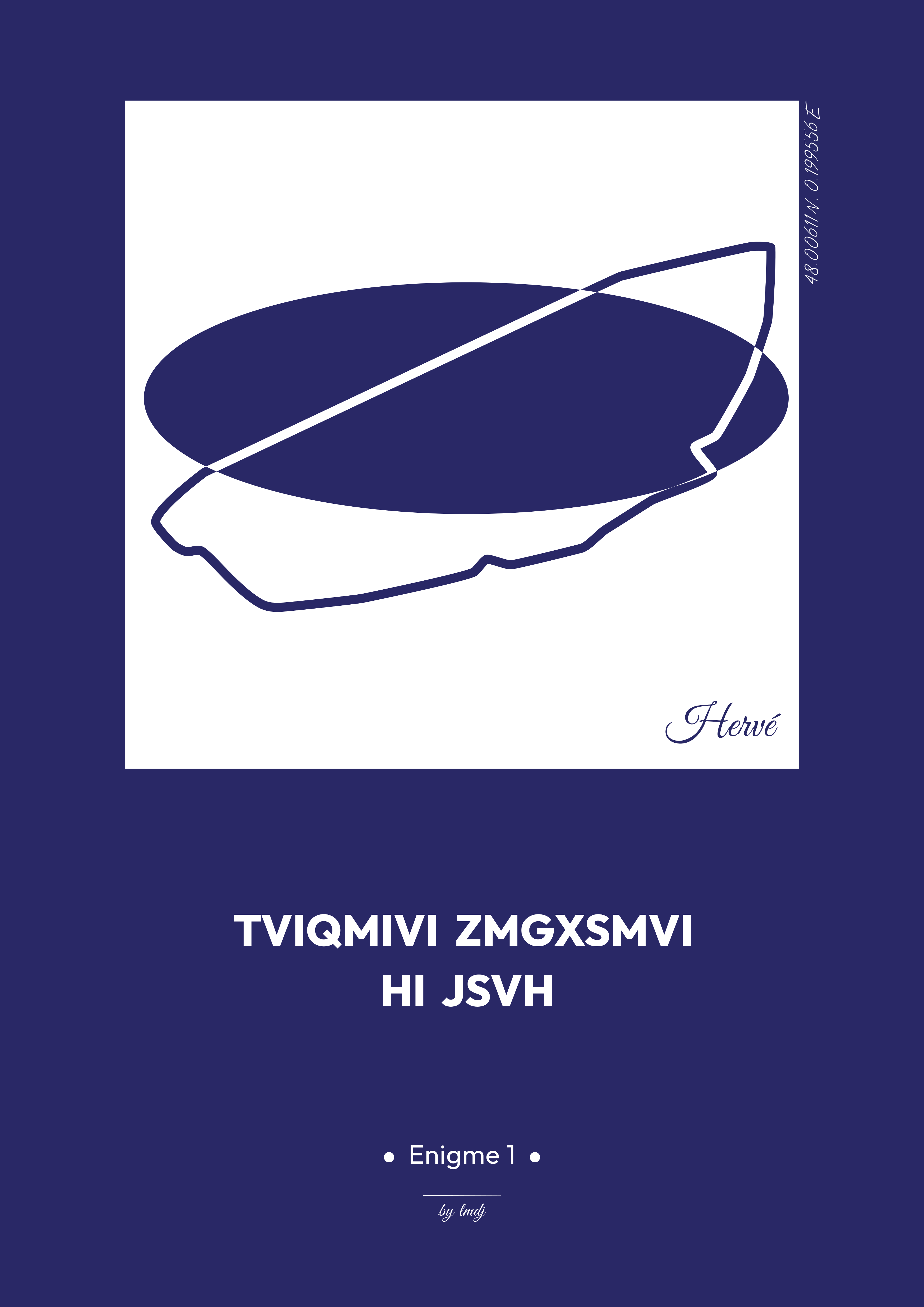 Affiche Énigme - Tracé mythique en bleu et blanc