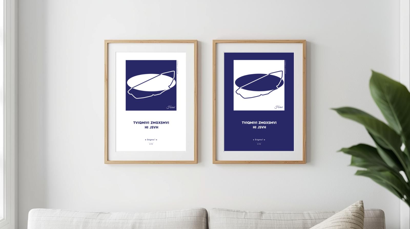 Affiche Énigme - Tracé mythique en bleu et blanc