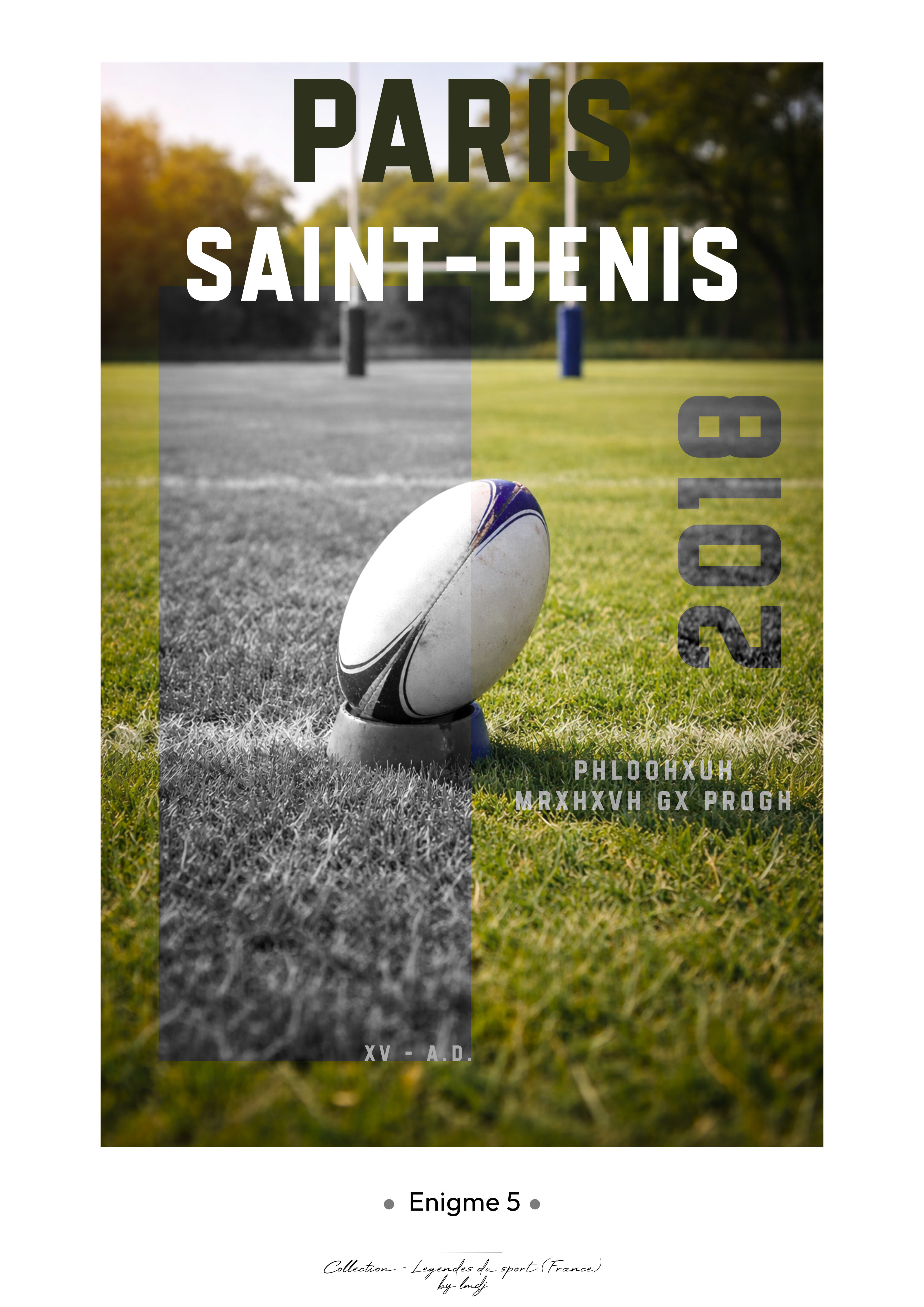 Affiche Enigme - Rugby Saint Denis 2018 Style 1 - Vert Affiche