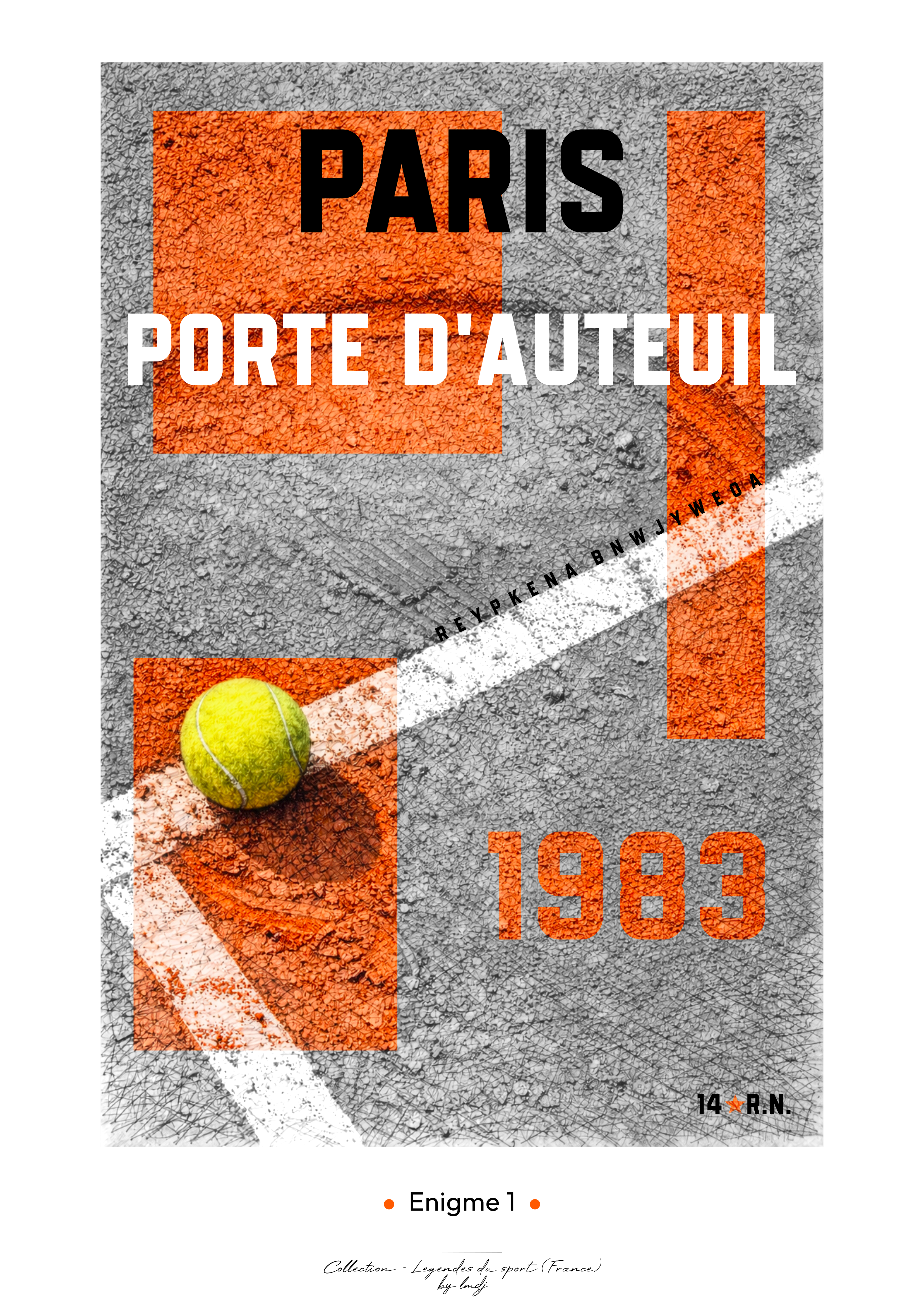 Affiche Enigme - Tennis Porte d’Auteuil 1983 Style 1 - Gris Affiche